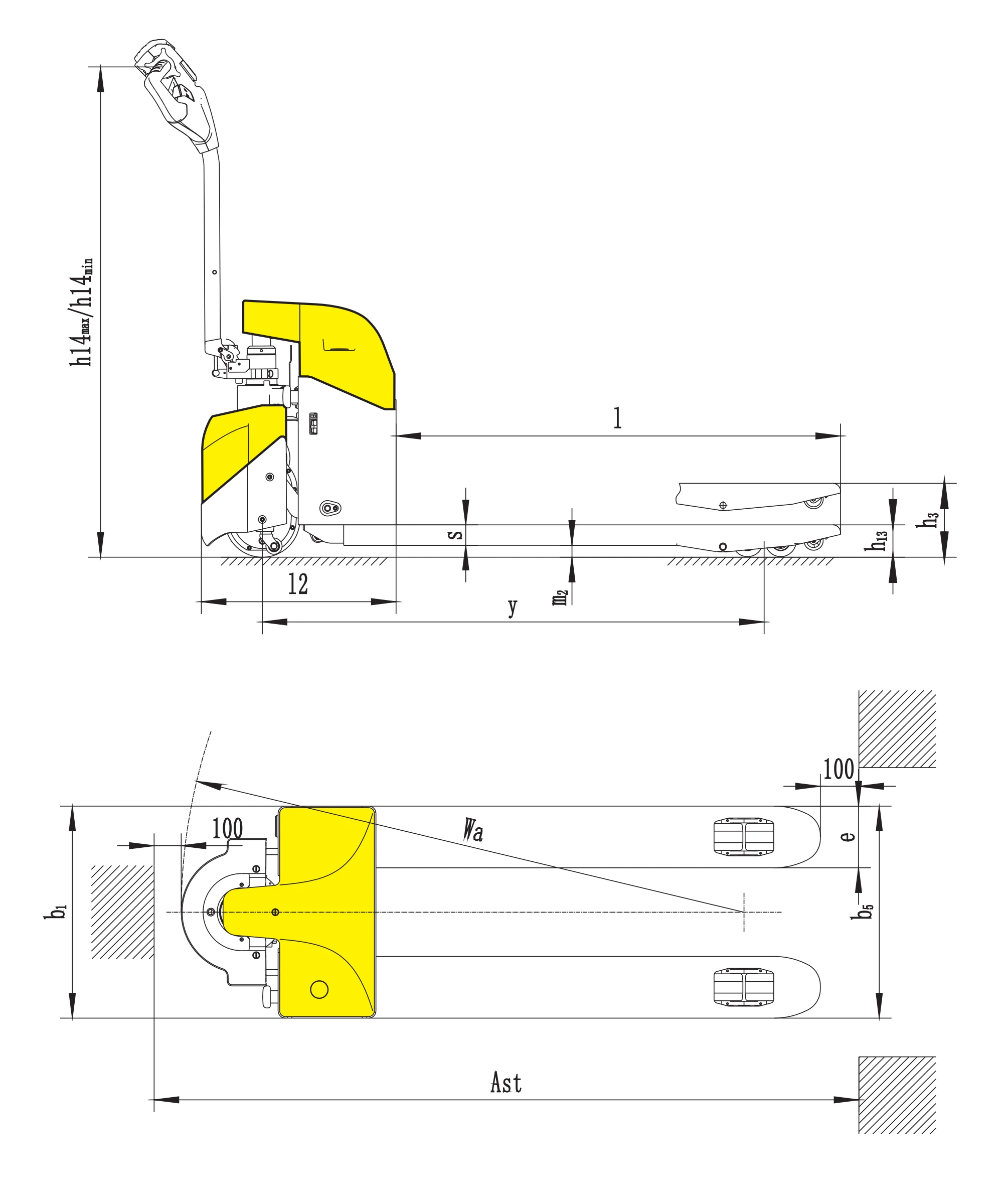 Prowadzony elektryczny wózek paletowy EPV15HE/EPV20HE 1500–2000 kg