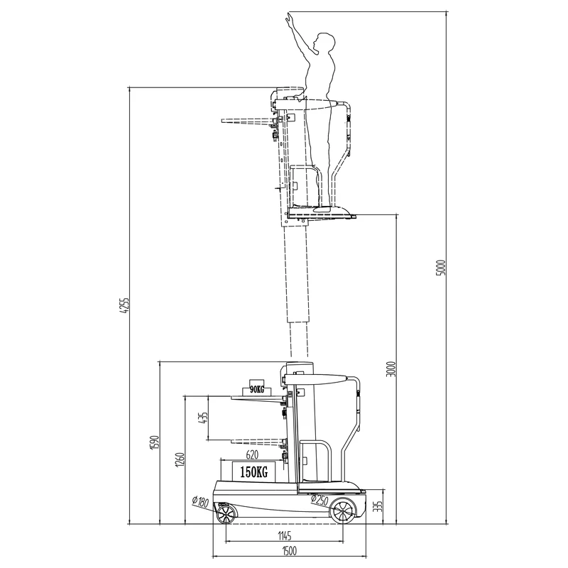 Mini wózek do kompletacji zamówień MKV 90–150 kg, 4225 mm — widok 4