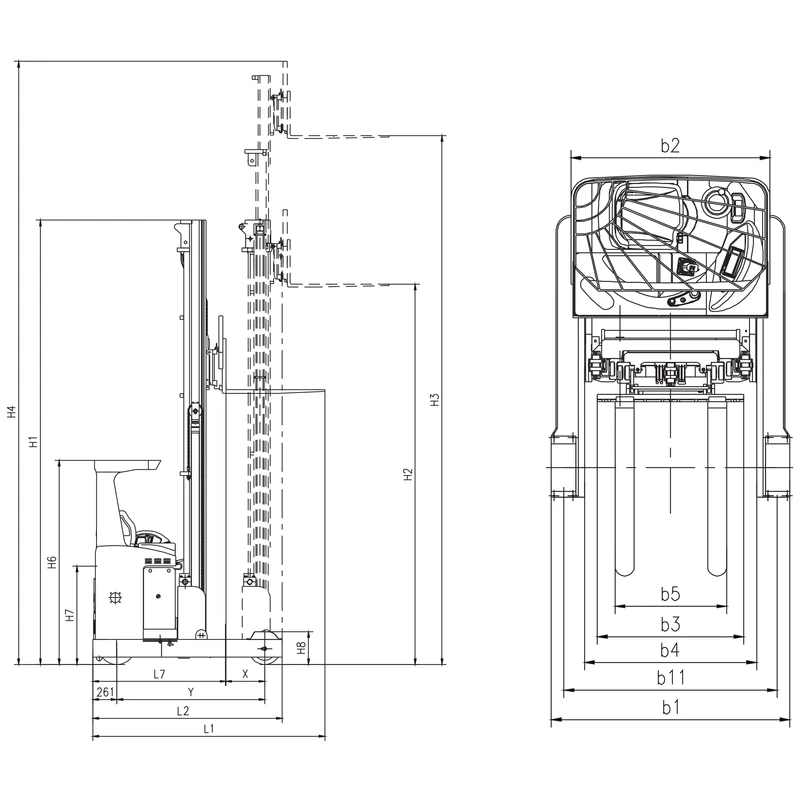 Elektryczny wózek wysokiego składowania REV20VP 2000 kg — widok 5